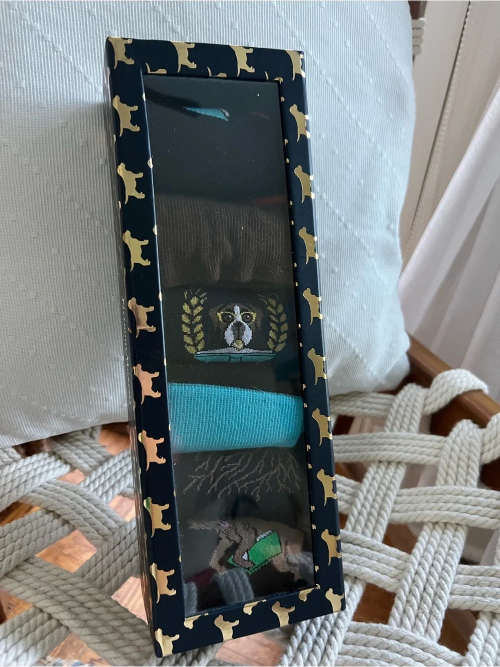 Neiman Marcus Men's Crew Socks Gift Box - Black, Teal, Brown